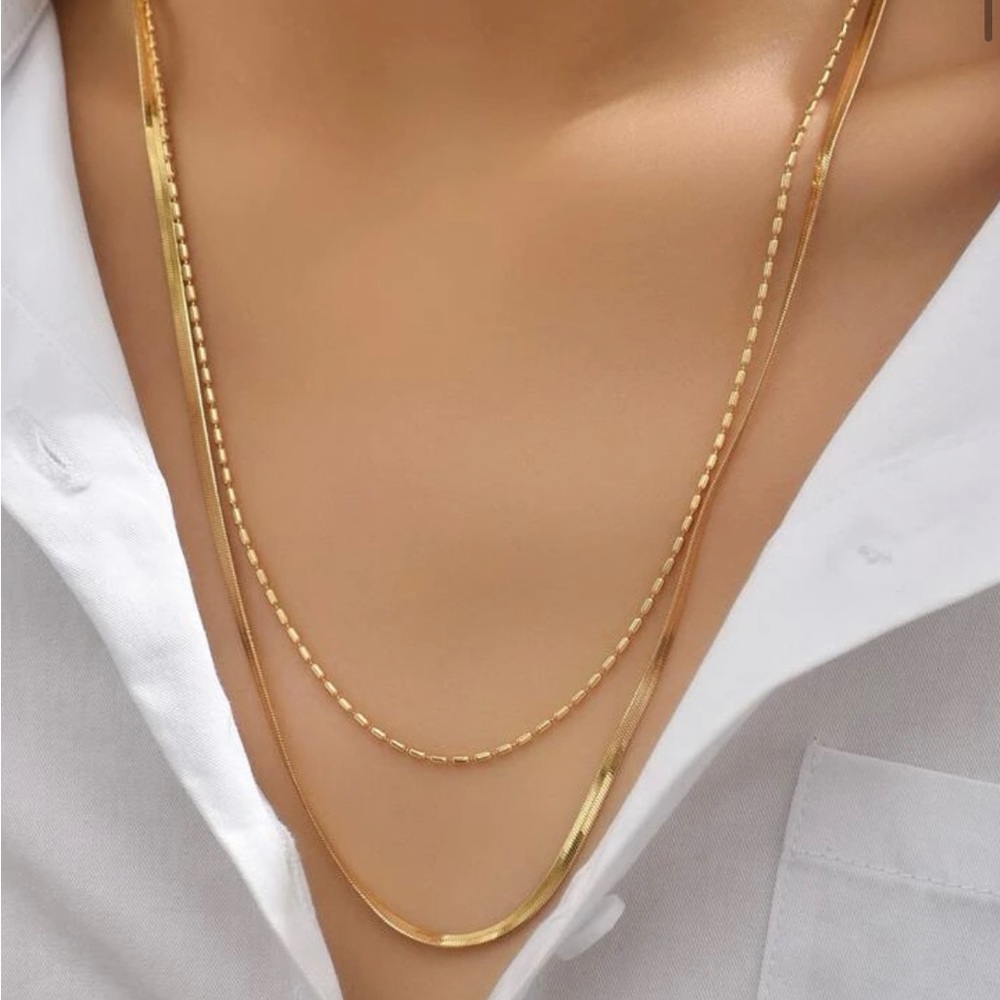 Minimalist Layered Chain Necklace .gold ,21.7-23.6 inch